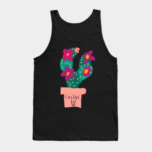 Potted cactus with flowers child's illustration Tank Top